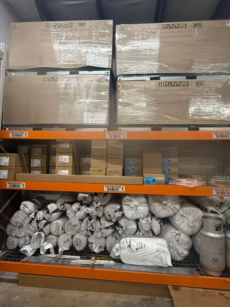 HVAC inventory shelves